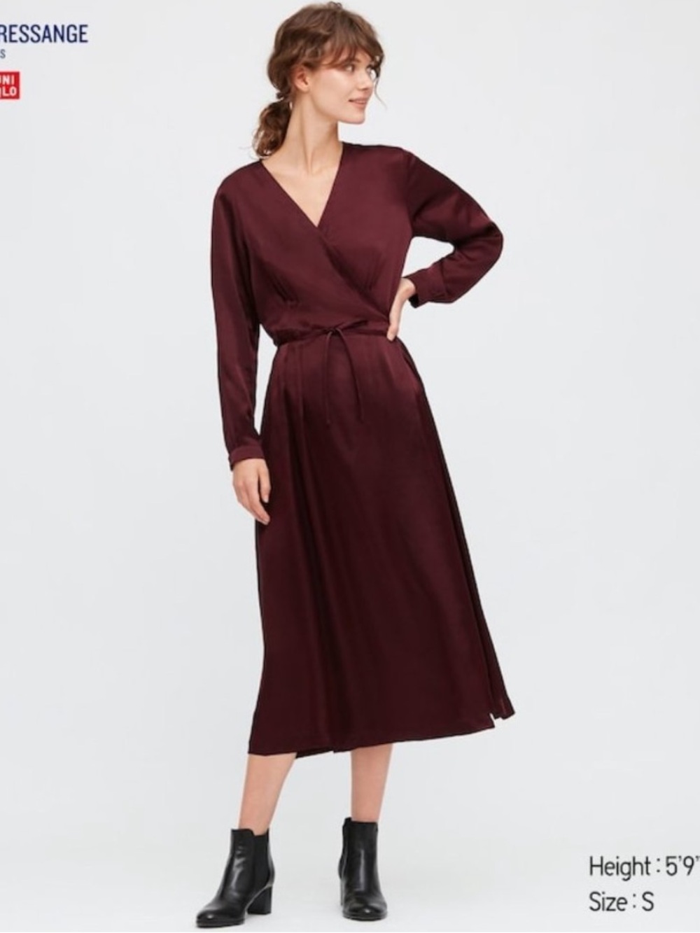 Uniqlo IDLF Silk Wrap Midi Dress Size XS